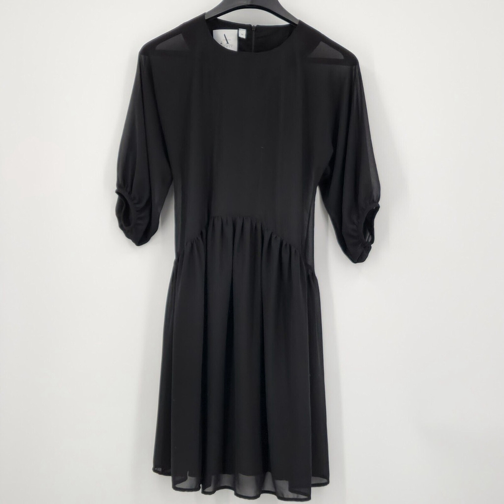 ADEPTT Womens Black Sheer Mini Dress Whimsigoth Elegant Witchy Dark Academia M